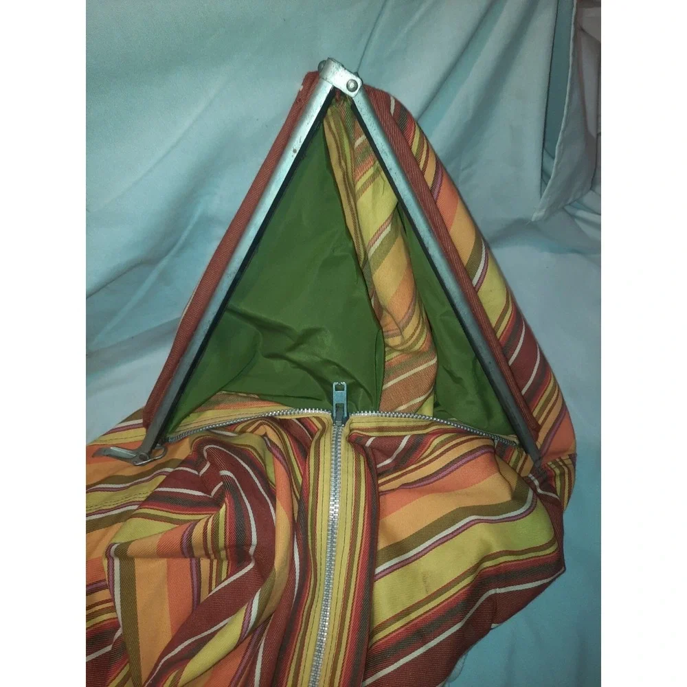 Vintage Striped Canvas Clothes Hanging Garment Bag Robin Samson Zipper